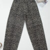 Black Leopard Print High Waist Barrel Jeans