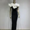 Bandage dress white large flower long dress