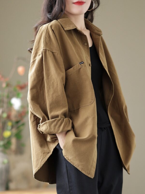 Womens Casual Loose-fitting Long-sleeve Blouse