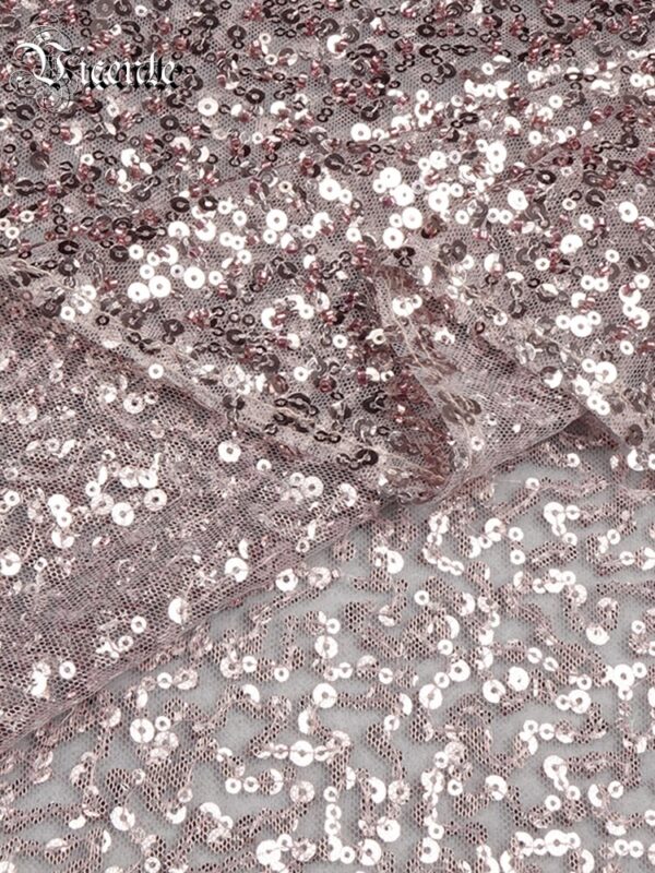 New Apricot Pink Tube Top Mesh Sequin Long Skirt Evening Dress