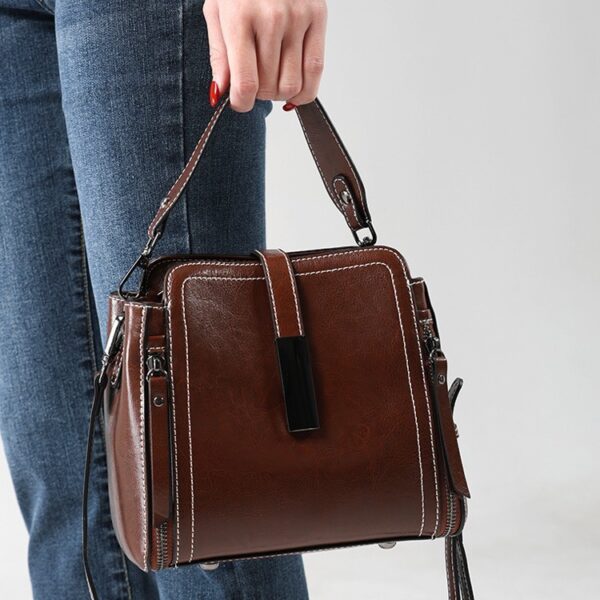 Genuine Leather Women's Fashion Portable Shoulder Commute Crossbody Bag