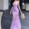 Feminine Resort Style Pattern Type Strapless Dress