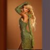 Elegant backless sequined green elegant bodycon floor length party dress