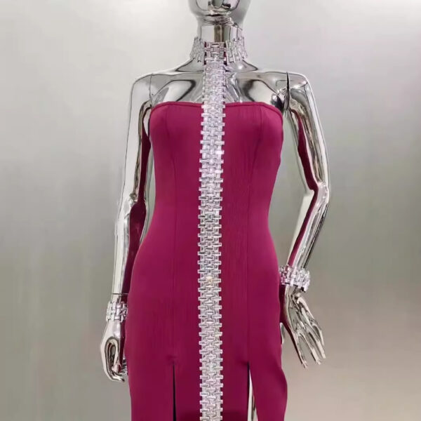 565301673 Sexy backless hanging neck with diamond studded party dress