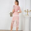 Tassel Bandage Skirt Tight Wrap Hip Fashionable Mesh Splice Party Dress