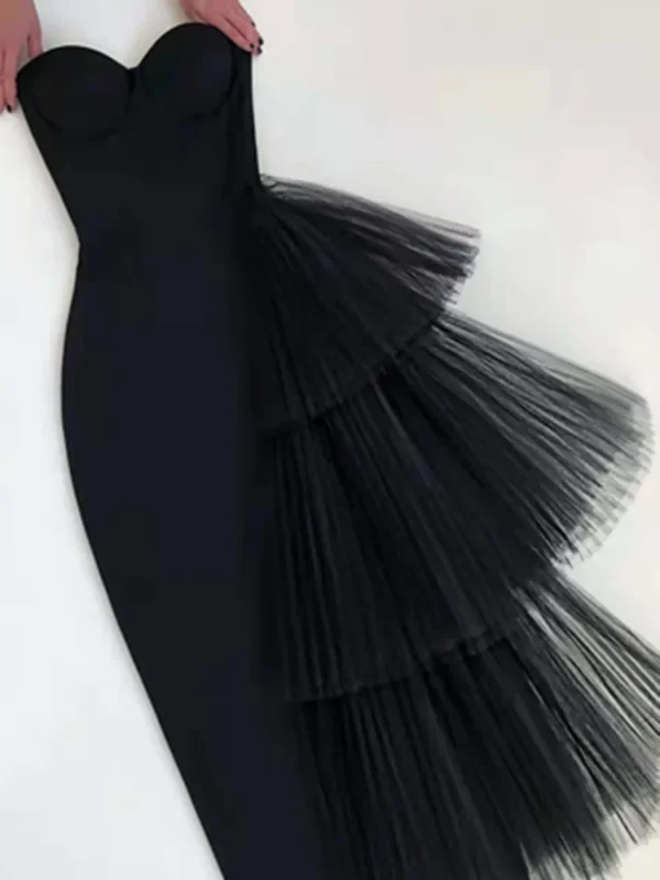 565302810 Off the Shoulder Ruffles Bodycon Mid-calf Dress