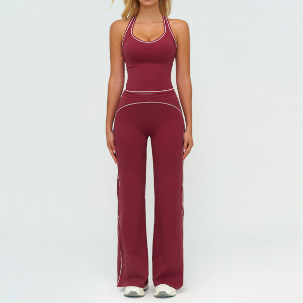 9a8e343d-8889-4d94-8b3a-af59544cb9fe.jpg Womens Yoga Set V-neck Sleeveless Tops And Slim Straight Pants Summer Gym Sports Clothing