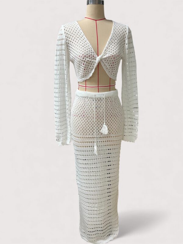 Summer New Knitted Top Beach Dress Two-Piece Set