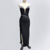 567616162 Fashionable black backless one shoulder strapless sequin patchwork dress
