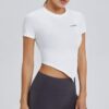 Yoga T-shirt Women Short Sleeve Round Neck Slim Running Blouse