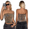 Leopard Print Halter Sequin Top Party Women's Dress
