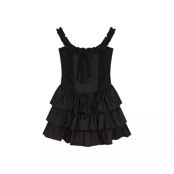 Waist-Cinching Elegant Princess Puff Skirt Strap Dress