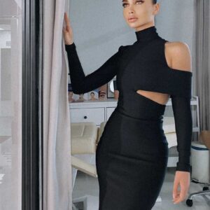 Casual High Split High Street Party Club Mid-Calf Dress