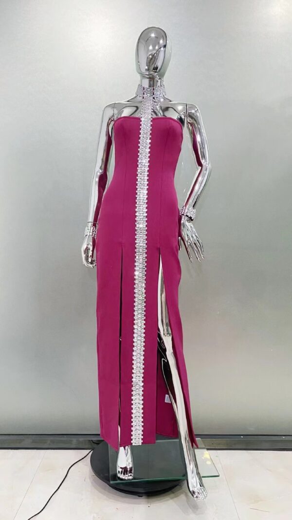 565301674 Sexy backless hanging neck with diamond studded party dress