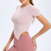 Yoga T-shirt Women Short Sleeve Round Neck Slim Running Blouse