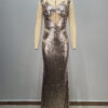 565302729 Backless V-neck Sleeveless Fitted Sequined Casual Long Dress for Party