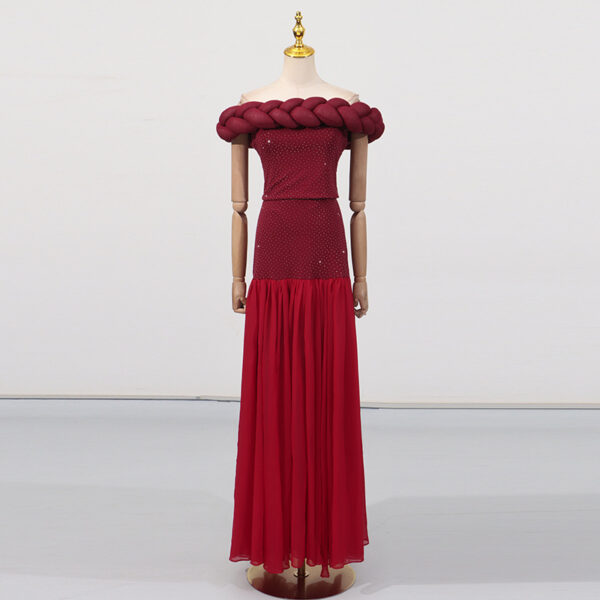 Pure Black Ball Gown High-End Formal Dress Women's Summer Strapless Waist-Cut Top Long Skirt Unique Set