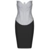 Chic Color Block Bandage Strapless Sleeveless Celebrity Party Club Dress