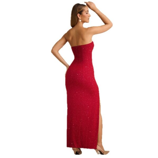 564074846 Elegant Strapless Slit Evening Dress for Party and Red Carpet Women's Formal Dress