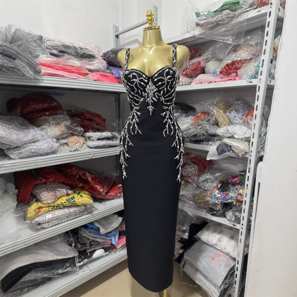 565301564 Strapless Dress Bandage Midi Length Banquet Party Evening Gown