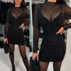 Long Sleeve Spliced Bodycon Dress