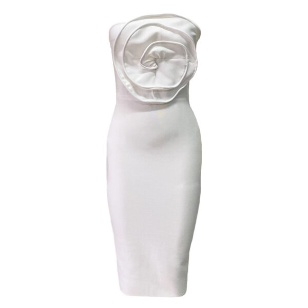 565301385 Sexy white floral bandage dress socialite party dress French dress