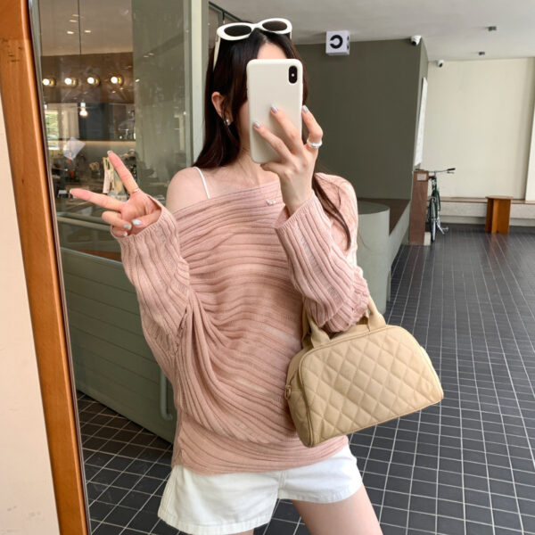 Lazy Chic Cut-Out Asymmetrical Sleeve Long Sleeve Knit Top for Women