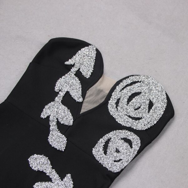 Strapless Backless Sequin Split Black Bodycon Bandage Dress