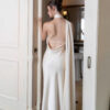 Dress with Sexy Backless Satin Halter Neck for Banquet Evening Party