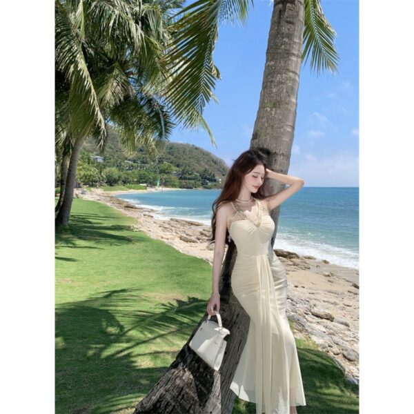 Pure and Sexy French High-end Mesh Strapless Dress Women's Waist-cinching Slimming Banquet Formal Long Dress