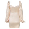 Solid Satin Lantern Sleeve Mini Party Dress