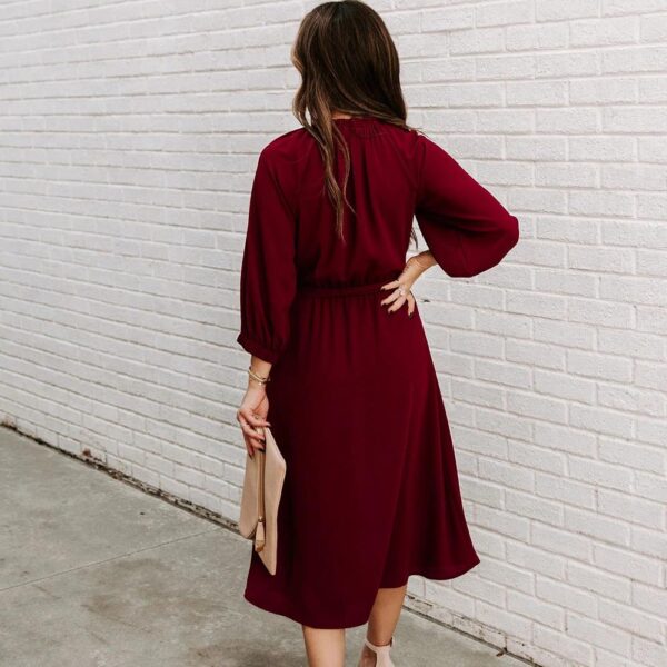 O Neck Elegant Ladies Half Sleeve Big Swing Party Dresses