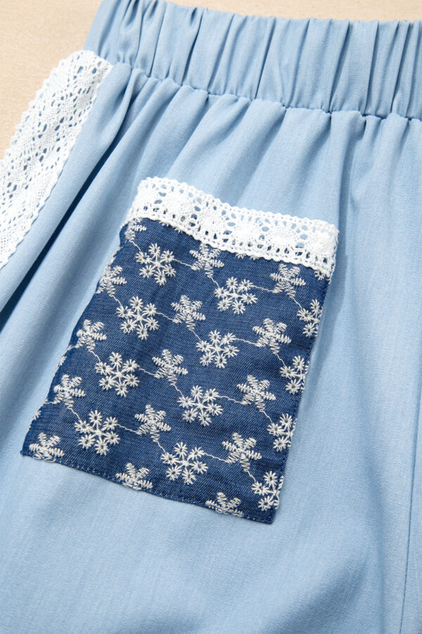 99028026-a05e4e21048ddc55.jpg Beau Blue Lace Accent Floral Patched Pocket Pleated Wide Leg Slouchy Pants