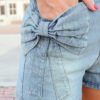 Beau Blue Bow Detail Denim Shorts with Pockets