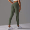 Brushed V Waist Pleated Solid Color Yoga Pants