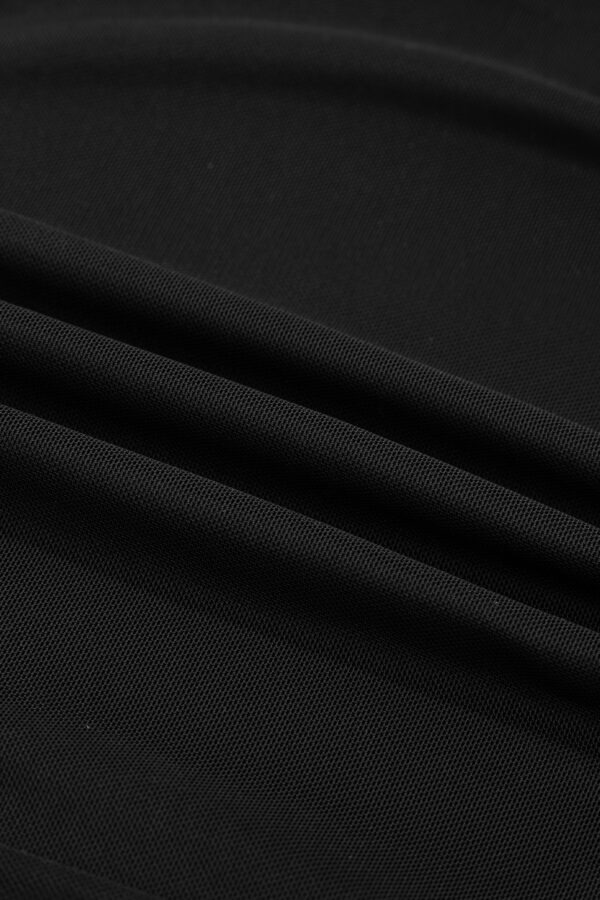 Black Sheer Mesh Patchwork High Neck Long Sleeve Top