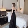 New Graceful Tube Top Long Dress Slim Fit Slimming Banquet Car Model Dress High Slit Leg-exposed Dress