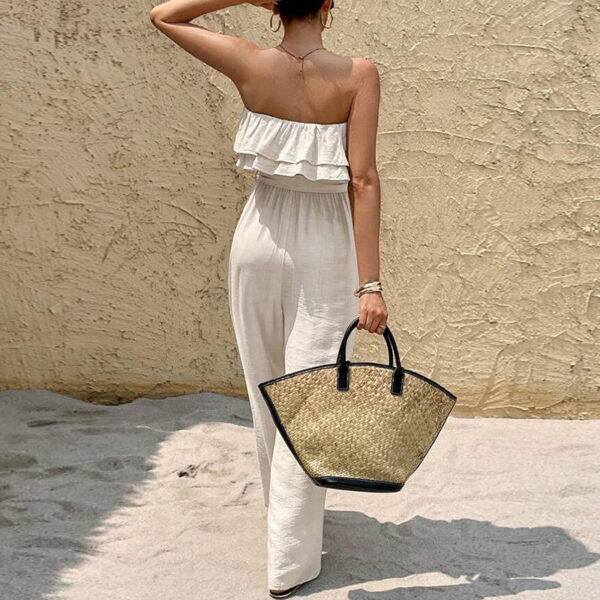 a711d0bb-caa1-4b71-bb2d-1e6561bb3a72.jpg Women's Summer Sleeveless Tube Top Jumpsuit Ruffled Tied Jumpsuit