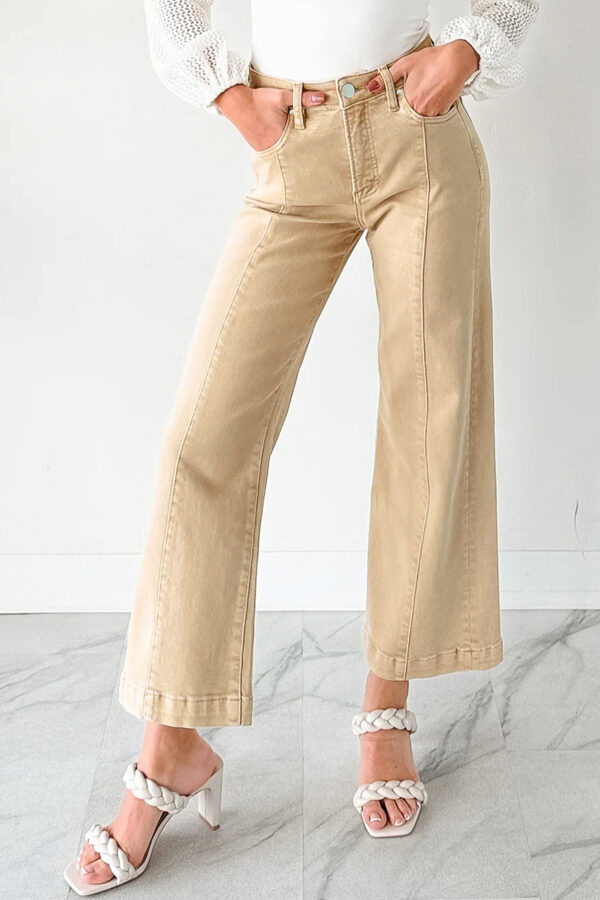 99127646-b301b995c6baba97.jpg Apricot Solid Color Seamed Center Wide Leg Cropped Jeans