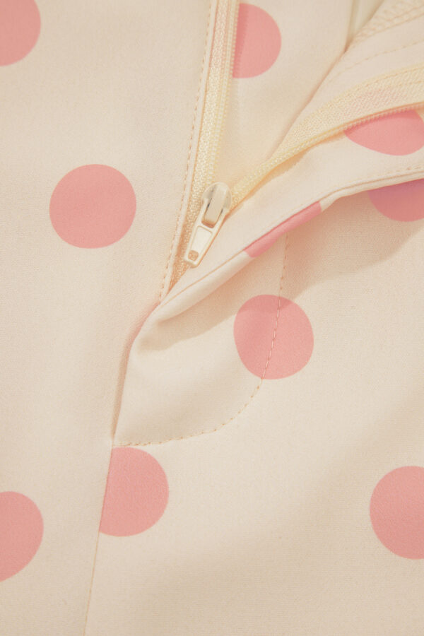 White Polka Dot Print Patched Pocket Loose Pants