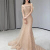Elegant off shoulder runway fishtail party dress