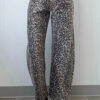 Black Leopard Print High Waist Barrel Jeans