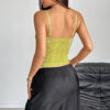 Embossed Jacquard Pleated Waist-cinching Camisole With Straps