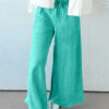 Sea Green Mineral Wash Drawstring Elastic Waist Raw Hem Loose Pants