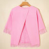 Pink Eyelash Floral Lace Patchwork Half Sleeve Oversize Tee