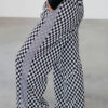 99128538-bde798b314d572f4.jpg White Checkerboard Drawstring Waist Casual Pants