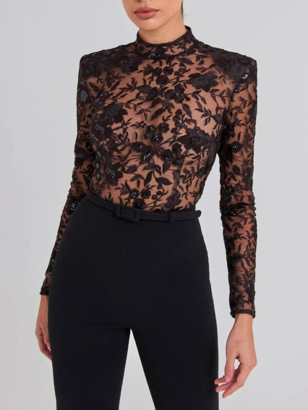 be32e92a-60fe-43b4-97c6-8084913a577e.jpg Black See-through Lace Long-sleeved Trousers Jumpsuit