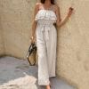 c078cd05-b7b4-4003-b7db-e7ca4b1ebafd.jpg Women's Summer Sleeveless Tube Top Jumpsuit Ruffled Tied Jumpsuit