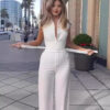 Solid Color Low Neck Sleeveless Tight Jumpsuit