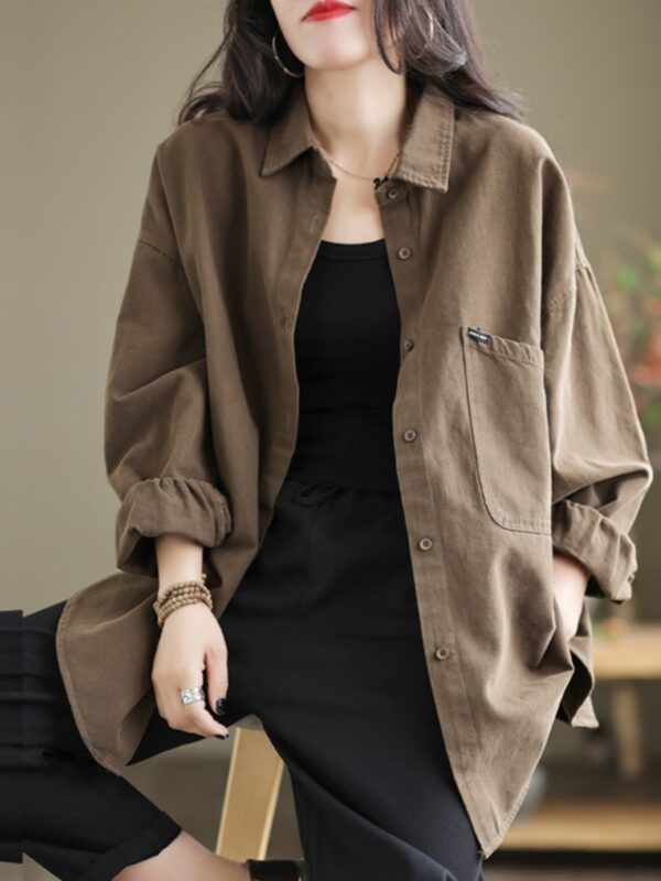 Womens Casual Loose-fitting Long-sleeve Blouse